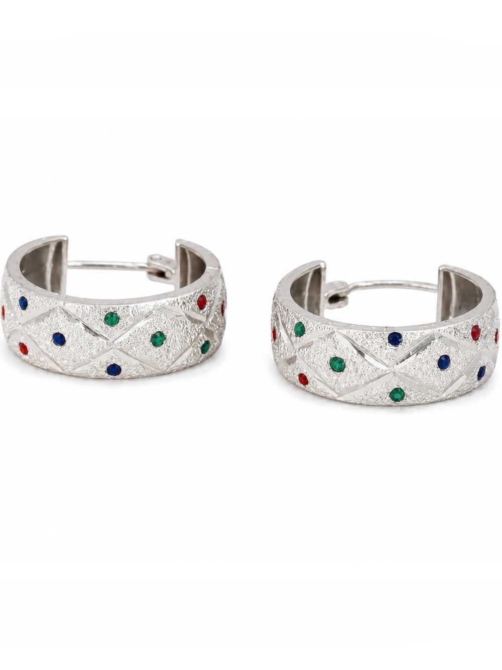 Avon Silver Textured Huggie Hoop Earrings